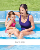 INTEX 57190EP Swim Center Inflatable Family Lounge Pool: Built-In Bench - BLUE - Like New