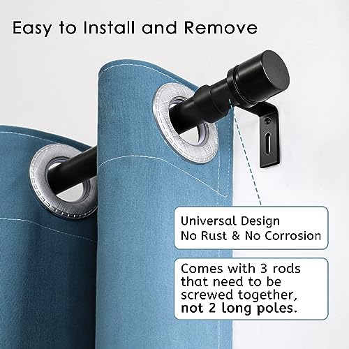 Bryondeth Standard Curtain Rod & Wall Bracket SMALL WCR48B - BLACK - Like New