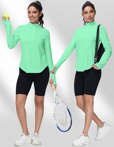 Women's Golf Polo Long Sleeve Workout Tops V Neck UPF 50+ Sun Protection - Brand New