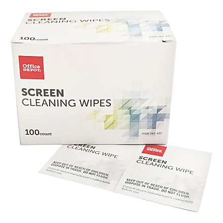 OFFICE DEPOT® BRAND SCREEN INDIVIDUALLY WRAPPED CLEANING WIPES, BOX OF 100 - Brand New