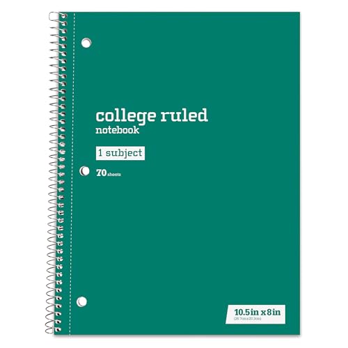 JUST BASICS® WIREBOUND NOTEBOOK 8 X 10-1/2 COLLEGE RULE 70 SHEETS PACK OF 6 - Brand New