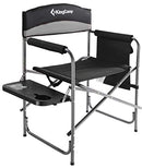 KING CAMP CAMPING FOLDABLE PADDED DIRECTOR ARM CHAIR WITH SIDE TABLE - GREY - Like New
