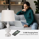 QiMH 3-Way Dimmable Control Table Lamp Set , Dual USB, Vintage B0BQBW122Q - Like New