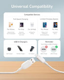 ANKER POWERLINE III LIGHTNING CABLE USB A (6FT,WHITE) A8813 - WHITE - Like New