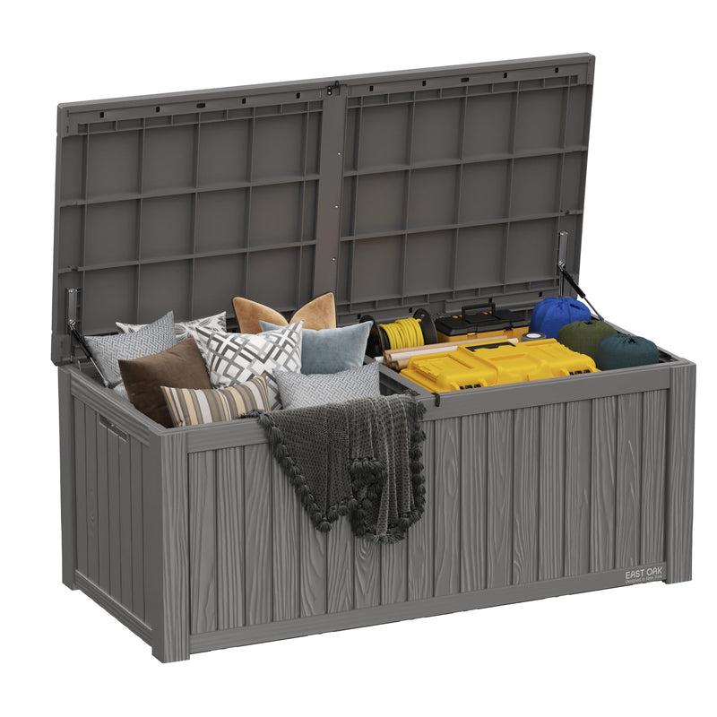 EAST OAK OUTDOOR STORAGE BOX 150 GALLON DECK BOX WR CODE DB23003-GRAY - GRAY - Like New
