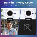 2K Webcam for PC with Microphone & Light & Privacy Cover - Black/White - Like New
