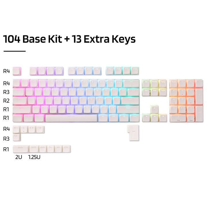 LTC LavaCaps PBT Double Shot 116-Key Keycaps Set Translucent XDA Profile - White Like New