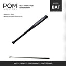 POM Baseball Bat 30" Not for Baseball Brand - Authentic Beech Wood - Black - Brand New