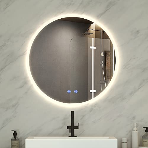 VLSRKA 24" ROUND BATHROOM LED LIGHTED MIRROR WALL MOUNTED - WHITE - Like New