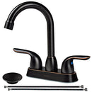 SOKA 4" TWO-HANDLE CENTERSET BATHROOM LAVATORY FAUCET, OIL RUBBED BRONZE - BLACK - Like New