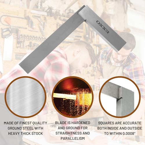 EXXO COMBINATION 4 PC METAL MACHINIST SQUARE TOOL SET, PRECISION LEVEL - GRAY - Like New