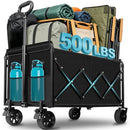 EXOVYN COLLAPSIBLE WAGON CART - FOLDING UTILITY 500LBS HEAVY DUTY (BLACK, 220L) - Like New