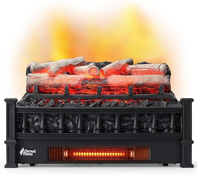 TURBRO Eternal Flame 20Inch Infrared Quartz Electric Fireplace Log Heater BLACK - Like New