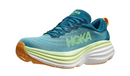HOKA BONDI 8 MEN'S SHOES - DEEP LAGOON/OCEAN MIST OCEAN BLUE/LIME GREEN - 9 - Like New