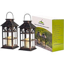STEADYDOGGIE HANGING 2 LED SOLAR LANTERN CLASSIC GLASS BRONZE JS03102 - 2 Pack - Like New