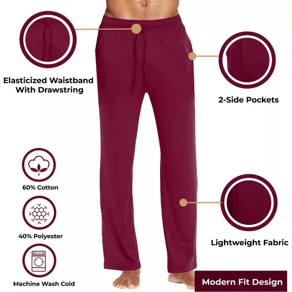 BLUE ICE MEN'S MODERN FIT CLASSIC LOUNGE PANTS - SIZE: MEN 2XL - BURGUNDY - Brand New