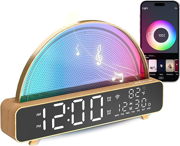 ANYPLUS White Noise Sound Machine Sunrise Alarm Clock RCNZYY01 - Gold/Wood Like New