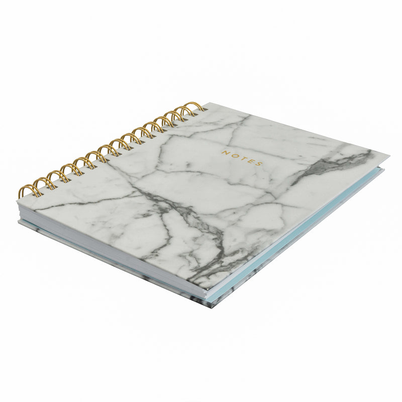 ECCOLO WIRO SPIRAL JOURNAL, 6” X 8”, 100 PAGES - MARBLE/GOLD/IVORY - Like New