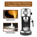 Wallon 20 Bar Espresso Machine With Milk Frother B0C5T4SMXX - Black - Brand New