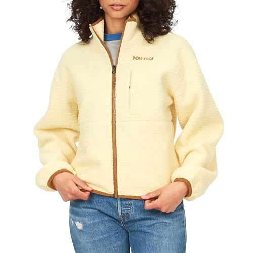 MARMOT WOMEN'S AROS FULL-ZIP JACKET - SHERPA FLEECE WITH RETRO STYLE - WHEAT - Brand New