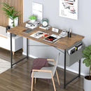 YSSOA SMALL SPACE WRITING DESK WITH HEADPHONE HOOKS MODERN SIMPLE DESIGN - BROWN - Like New