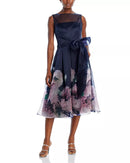 ELIZA J SLEEVELESS SASH TIE MIDI DRESS EJ4M1098 - SIZE: WOMEN 4 - NAVY PANSY - Brand New