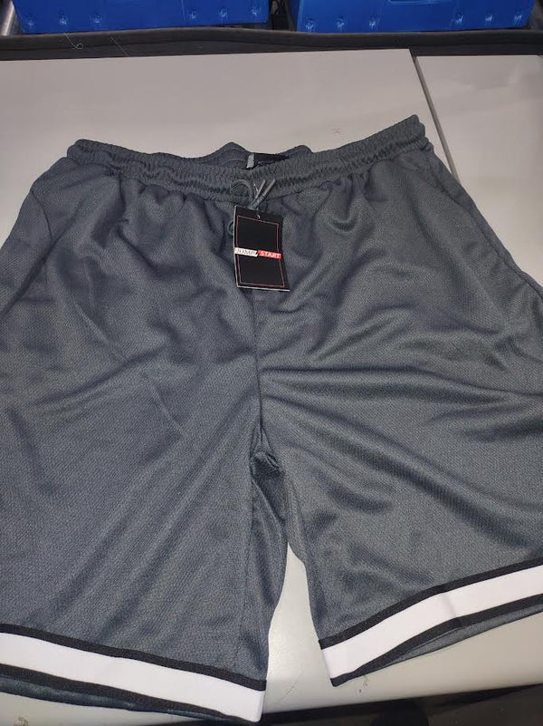 JUMP START MEN'S MESH QUICK DRY ATHLETIC SHORTS - SIZE: XL - CHARCOAL/WHITE - Brand New