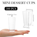 Uiifan 500 Pack 3 oz Mini Dessert Cups Square Tall Clear Plastic - Like New