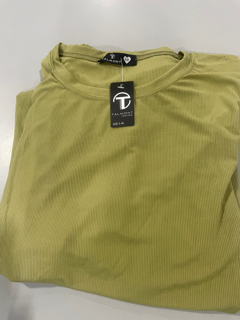 TALMONT WOMEN'S PAJAMA SET SHORT SLEEVE 2 PIECE LOUNGE SET, SIZE: S-M - HAKI - Like New