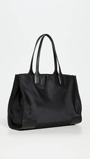 Tory Burch Small Ella Recycled Nylon Tote Bag Faux Leather 88578-001 - Black - Like New