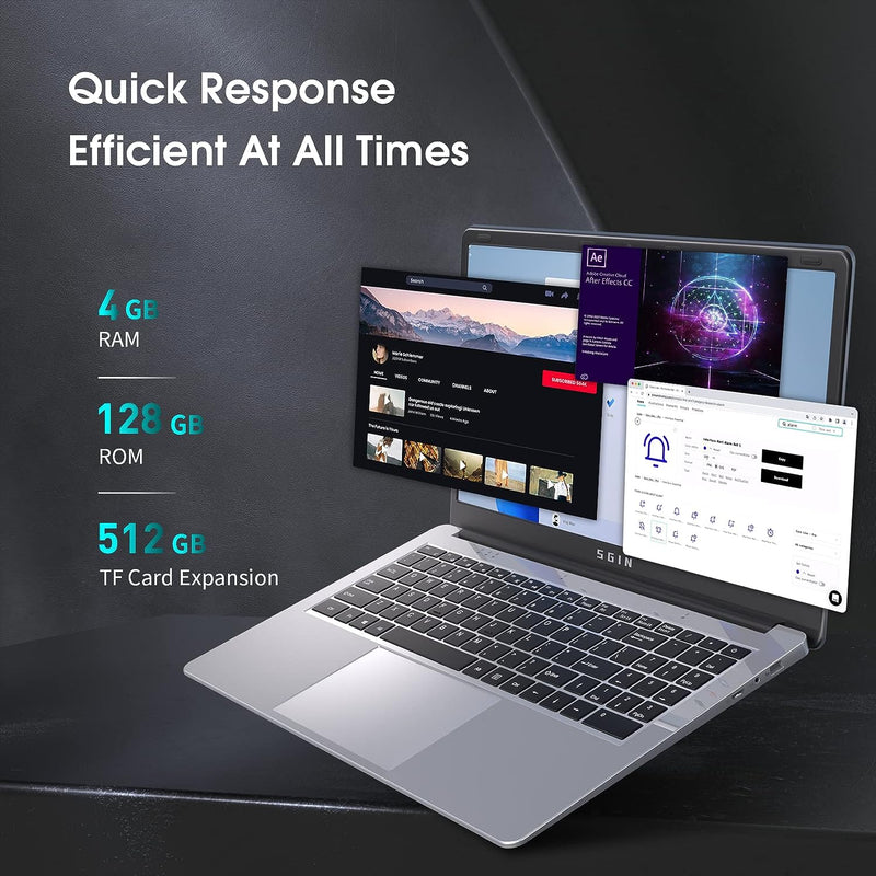 SGIN Laptop 15.6" 1366 X 768 NON-TOUCH N4020C 4GB 128GB SSD SGIN-M15 - GRAY Like New