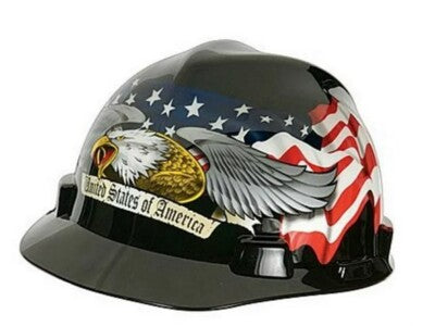 SAFETY WORKS HARD HAT, POLYCARBONATE SHELL, BLACK - AMERICAN EAGLE - Brand New