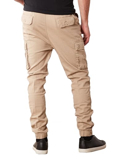 J/MCJP-4750 GALAXY BY HARVIC MEN'S TWILL CARGO JOGGERS MEN'S KHAKI L - Brand New