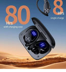 POCBUDS BLUETOOTH HEADPHONES WIRELESS EARBUDS 80HRS PLAYTIME CHARGING C - BLACK - Like New