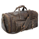 POLARE ORIGINAL 23" EXPANDABLE TO 29" FULL GRAIN LEATHER DUFFEL BAG MEN BROWN - Like New