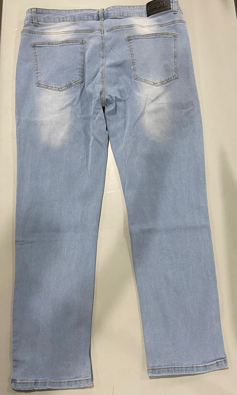 BLU ROCK MEN'S CASUAL FLEX STRETCH SLIM STRAIGHT JEANS SIZE: 42X31 - LIGHT BLUE - Like New