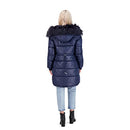 Jessica Simpson Women's Quilted Puffer Winter Coat w/Faux Fur Hood Navy XL - Like New
