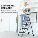 RIKADE 4 STEP LADDER FOLDING STEP STOOL WITH WIDE ANTI-SLIP PEDAL - BLACK - Like New