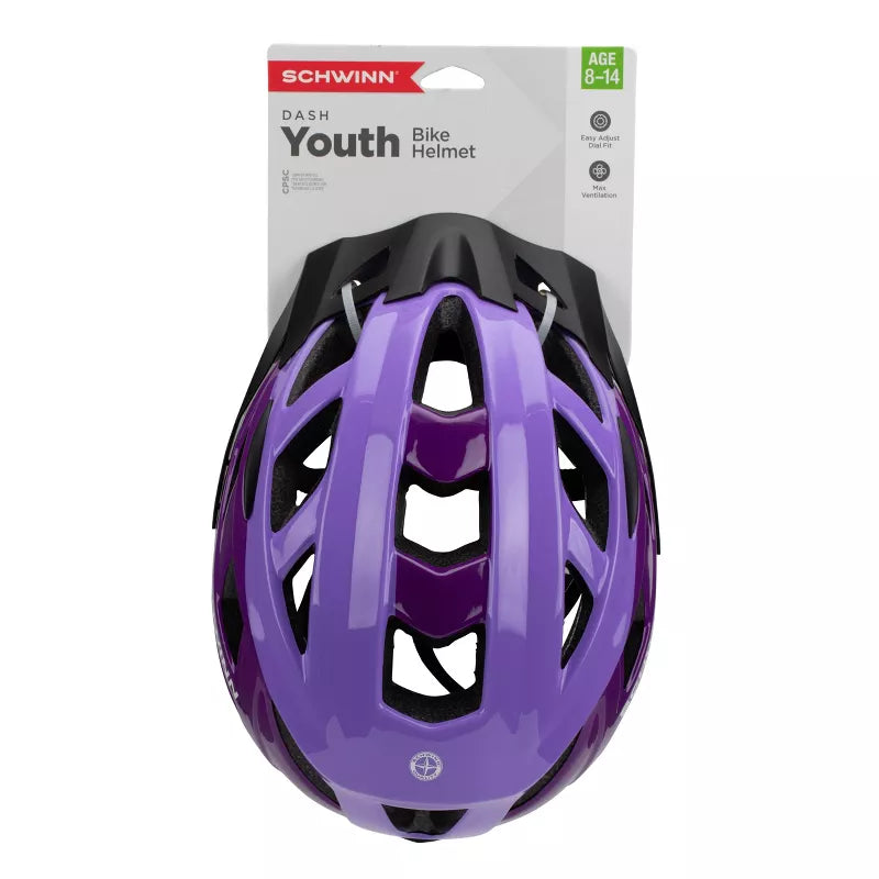 SCHWINN DASH KIDS' HELMET FITS YOUTH AGES 8-14 - PURPLE/LAVENDER - Brand New