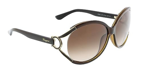 Salvatore Ferragamo Oval Sunglasses SF600S 220 Brown/Gold 61mm 600 - Like New