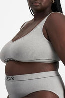 BONDS WOMEN'S SEAMLESS STRETCH RIB BRALETTE WITH V-NECK - SIZE: 2XL - GRAY MARLE - Brand New