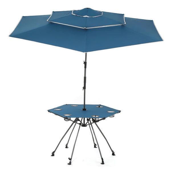 ARROWHEAD OUTDOOR KKS0294U 8FT BEACH UMBRELLA + FOLDING TABLE KKS0294U - BLUE - Like New