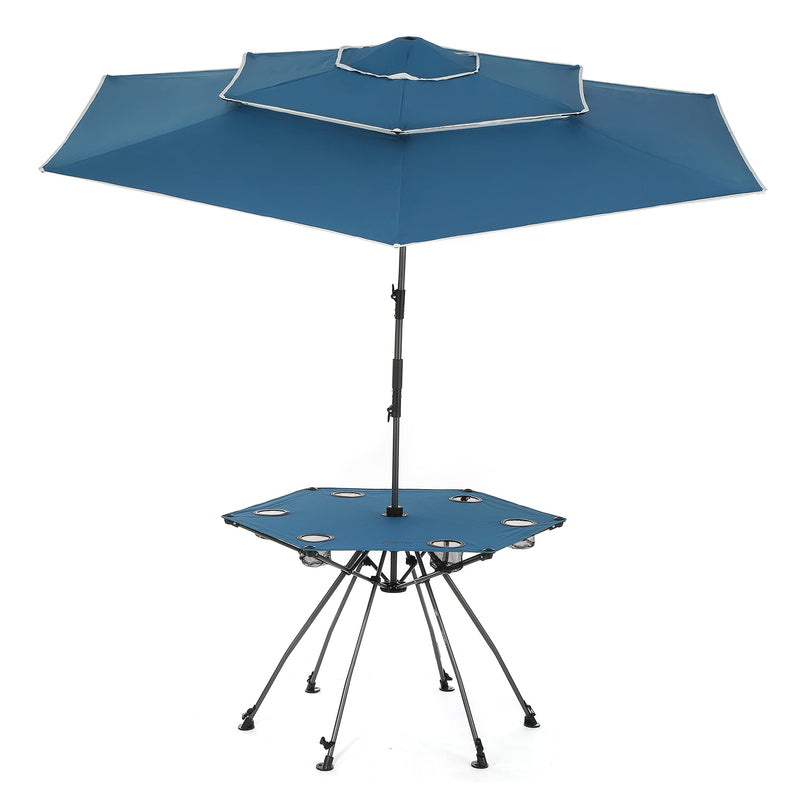 ARROWHEAD OUTDOOR KKS0294U 8FT BEACH UMBRELLA + FOLDING TABLE KKS0294U - BLUE - Like New