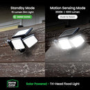 HOME ZONE SECURITY 2 PACKS SOLAR FLOOD LIGHTS OUTDOOR MOTION SENSOR - BLACK - Like New