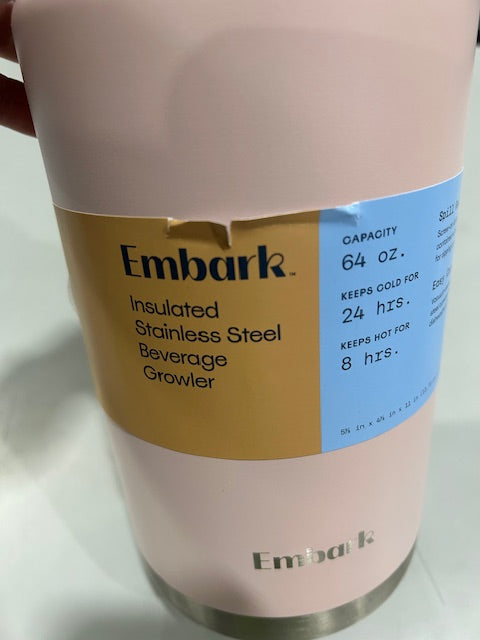 EMBARK INSULATED STAINLESS STEEL BEVERAGE GROWLER 64OZ - PINK - Like New