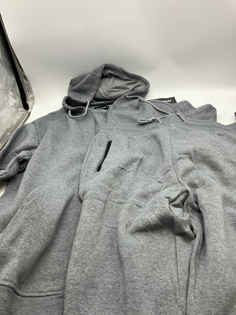 BLAZE BEAT TWO PIECE TRACK OUTFIT, HOODIE, SWEATPANT, 2XL, HEATHER GRAY, HR24005 - Brand New