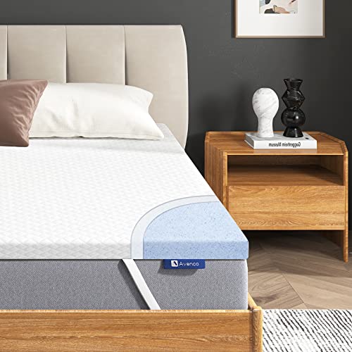 AVENCO MATTRESS TOPPER FULL SIZE BED 4 INCH MATTRESS FOAM REMOVABLE COVER WHITE - Brand New