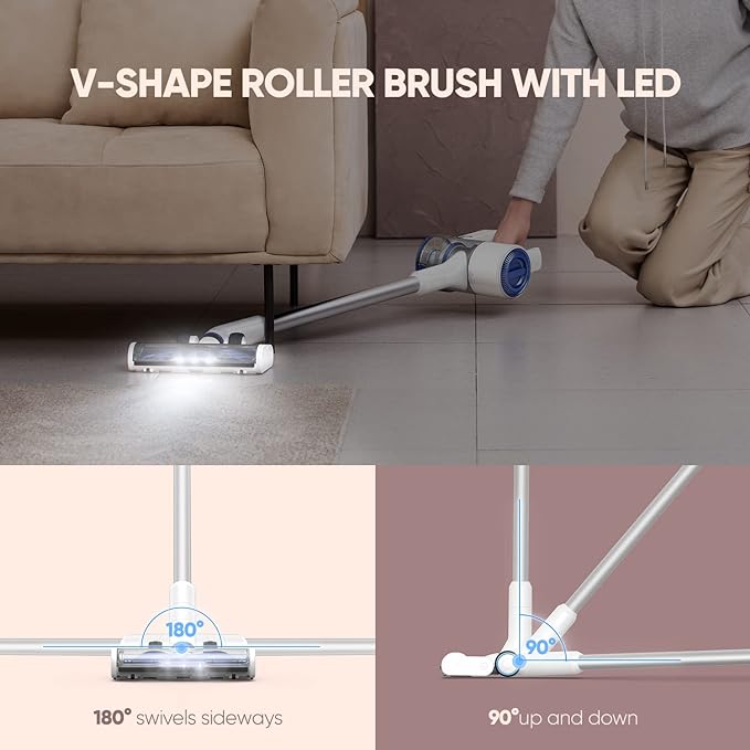 SHUNZAO S9 Cordless Vacuum Cleaner 320W Powerful Stick Vacuum - White, Blue Like New