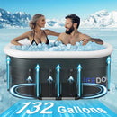 ICEDOO UPGRADED 132 GAL XXL LARGE OVAL ICE BATH WITH AIR RING OIBT175 - BLACK - Like New