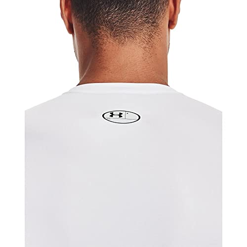 UNDER ARMOUR MEN'S HEATGEAR COMPRESSION LONG-SLEEVE T-SHIRT - WHITE(100)/BLACK - Brand New
